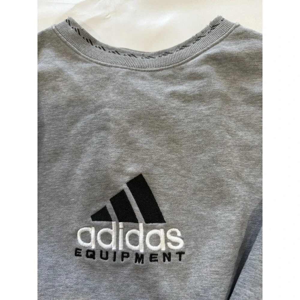 VTG 90s Adidas Equipment Sweatshirt Mens Sz M Gray Mock Neck Fleece EQT